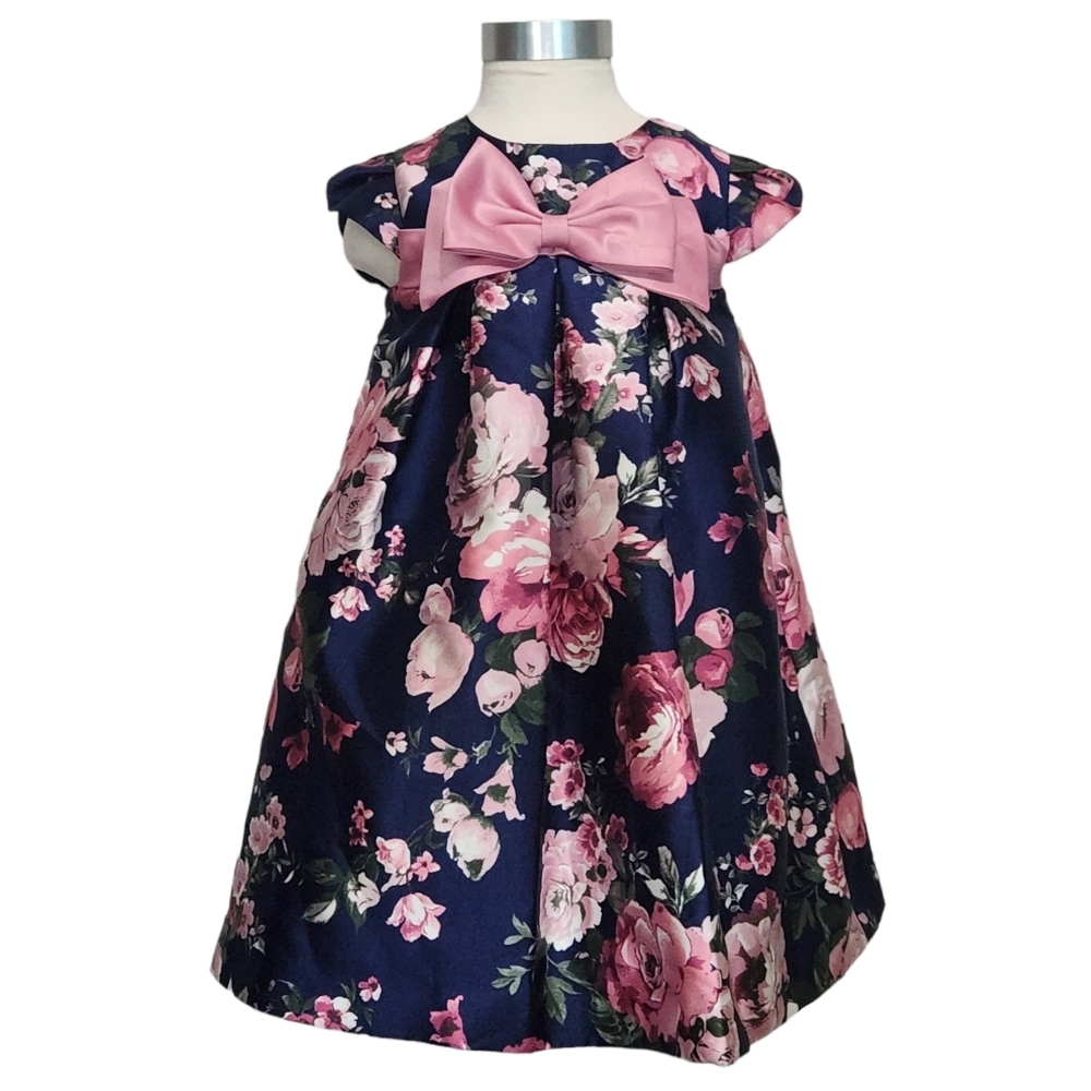 Bonnie Jean Toddler Girls 4T Short-Sleeve Floral-Printed Trapeze Dress.